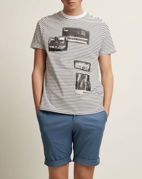 T-Shirt Éden rayé blanc