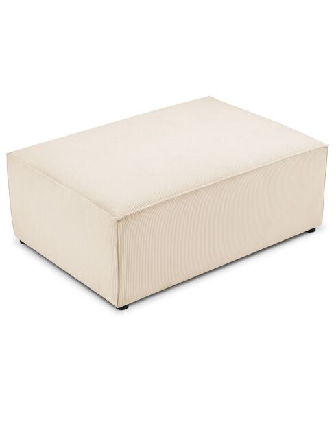 Pouf velours côtelé carlo beige - 100x70x42 cm