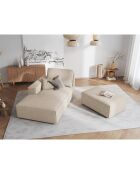 Pouf velours côtelé carlo beige - 100x70x42 cm