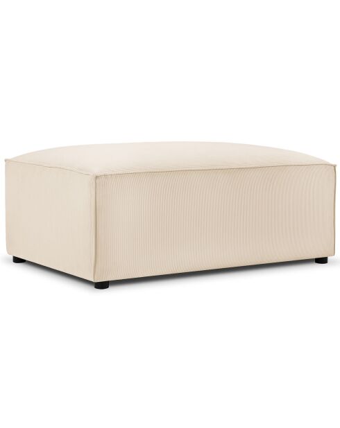 Pouf velours côtelé carlo beige - 100x70x42 cm