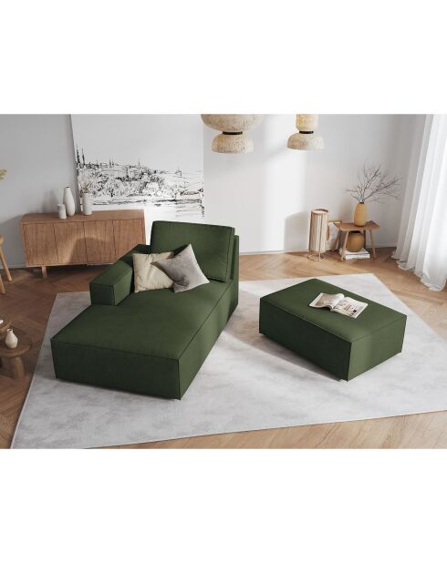 Pouf velours côtelé carlo vert bouteille - 100x70x42 cm