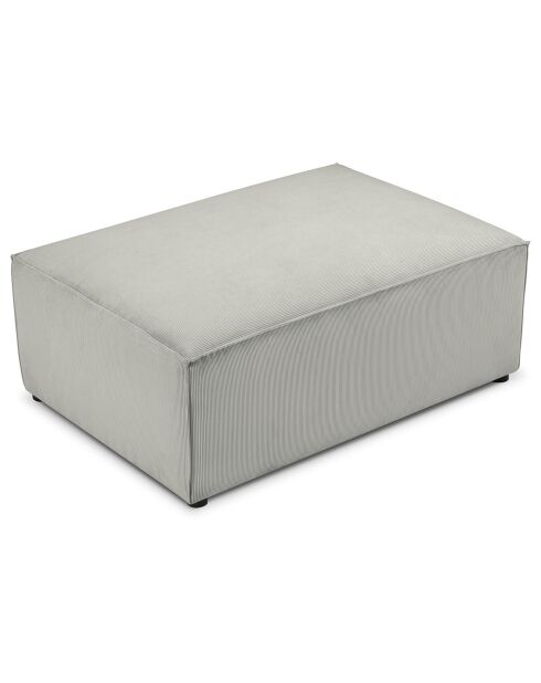 Pouf velours côtelé carlo gris clair - 100x70x42 cm