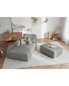 Pouf velours côtelé carlo gris clair - 100x70x42 cm