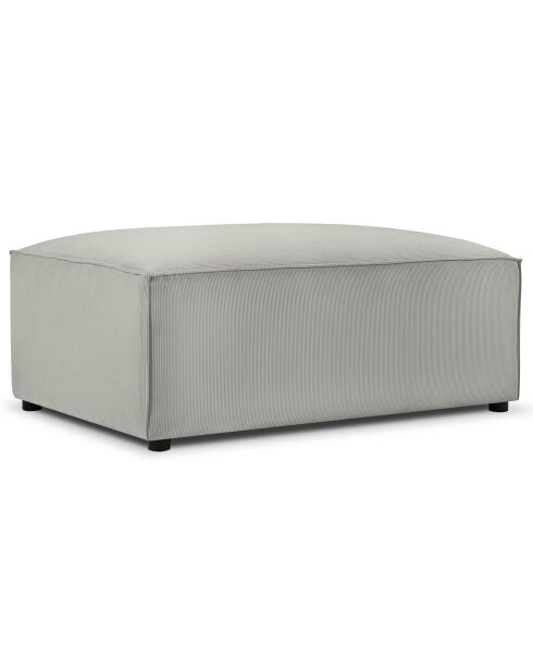 Pouf velours côtelé carlo gris clair - 100x70x42 cm