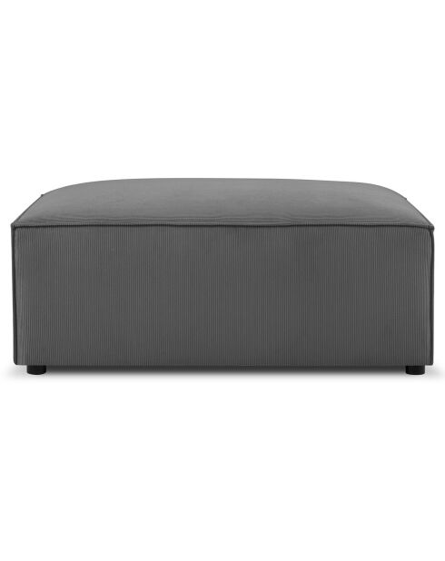 Pouf velours côtelé carlo gris - 100x70x42 cm
