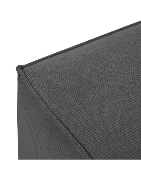 Pouf velours côtelé carlo gris - 100x70x42 cm