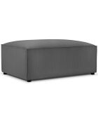 Pouf velours côtelé carlo gris - 100x70x42 cm
