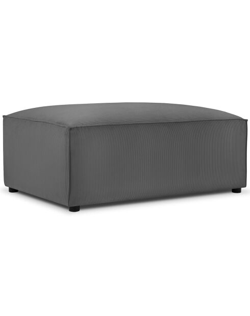 Pouf velours côtelé carlo gris - 100x70x42 cm