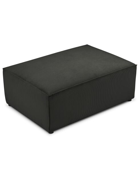 Pouf velours côtelé carlo noir - 100x70x42 cm