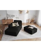 Pouf velours côtelé carlo noir - 100x70x42 cm