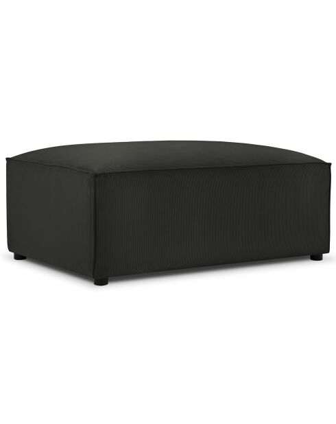 Pouf velours côtelé carlo noir - 100x70x42 cm