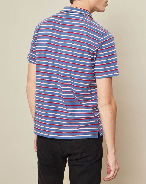 Blauwe gestreepte katoenen polo