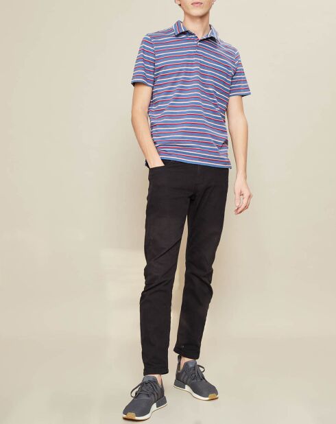 Blauwe gestreepte katoenen polo