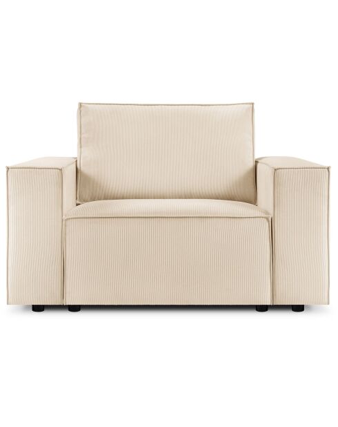 Fauteuil velours côtelé carlo beige - 126x102x90 cm