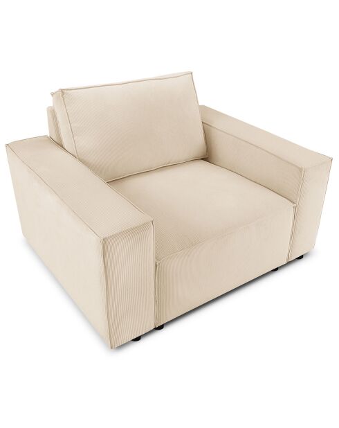 Fauteuil velours côtelé carlo beige - 126x102x90 cm