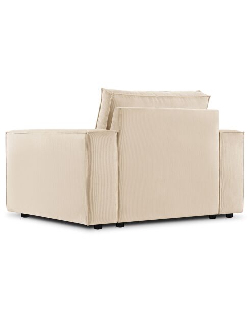 Fauteuil velours côtelé carlo beige - 126x102x90 cm
