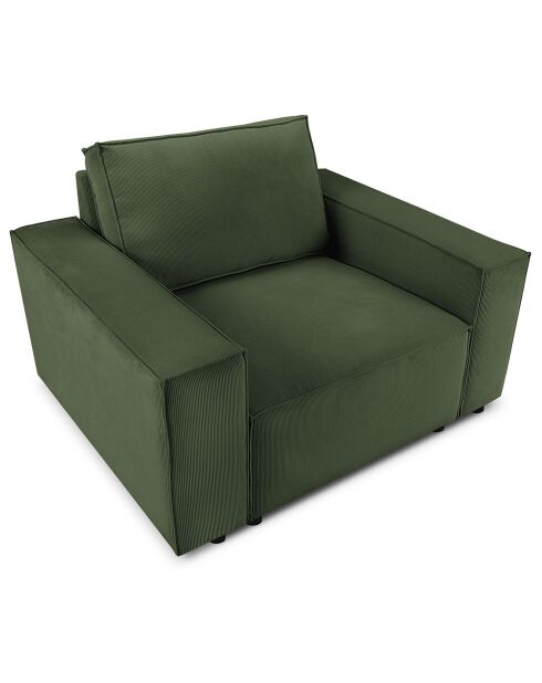 Fauteuil velours côtelé carlo vert bouteille - 126x102x90 cm