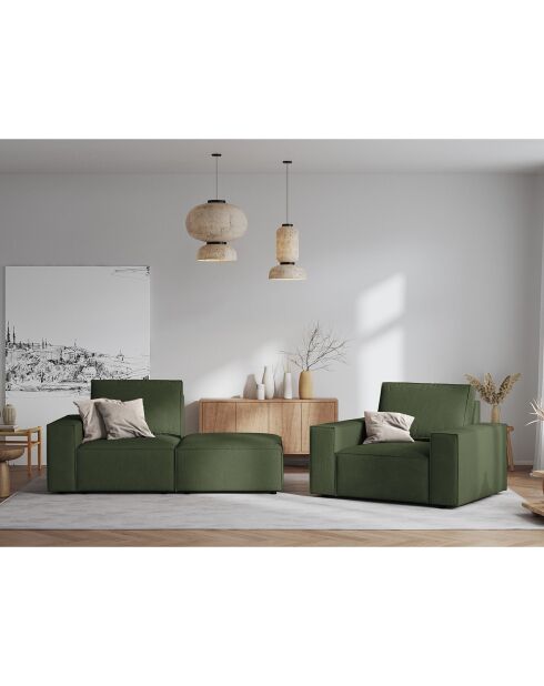 Fauteuil velours côtelé carlo vert bouteille - 126x102x90 cm