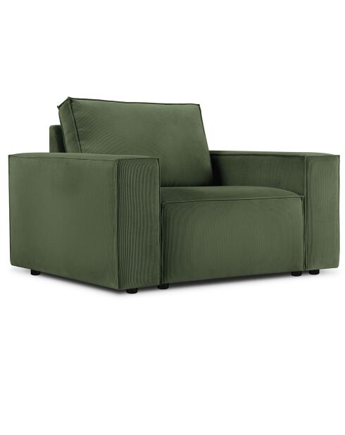 Fauteuil velours côtelé carlo vert bouteille - 126x102x90 cm