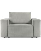 Fauteuil velours côtelé carlo gris clair - 126x102x90 cm