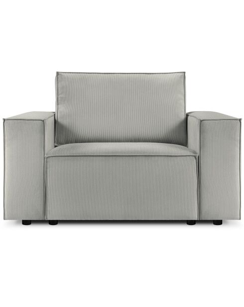 Fauteuil velours côtelé carlo gris clair - 126x102x90 cm