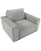 Fauteuil velours côtelé carlo gris clair - 126x102x90 cm