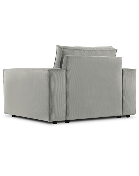 Fauteuil velours côtelé carlo gris clair - 126x102x90 cm