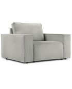 Fauteuil velours côtelé carlo gris clair - 126x102x90 cm