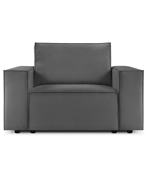 Fauteuil velours côtelé carlo gris - 126x102x90 cm