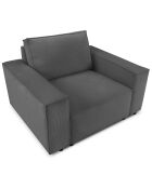 Fauteuil velours côtelé carlo gris - 126x102x90 cm