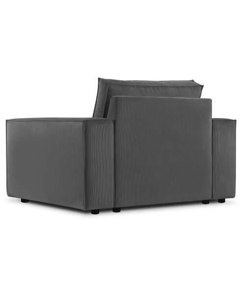 Fauteuil velours côtelé carlo gris - 126x102x90 cm