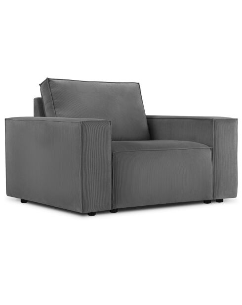 Fauteuil velours côtelé carlo gris - 126x102x90 cm