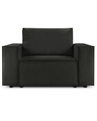 Fauteuil velours côtelé carlo noir - 126x102x90 cm