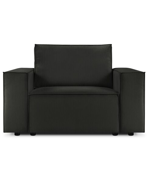 Fauteuil velours côtelé carlo noir - 126x102x90 cm