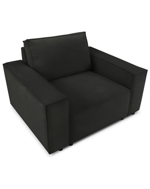 Fauteuil velours côtelé carlo noir - 126x102x90 cm