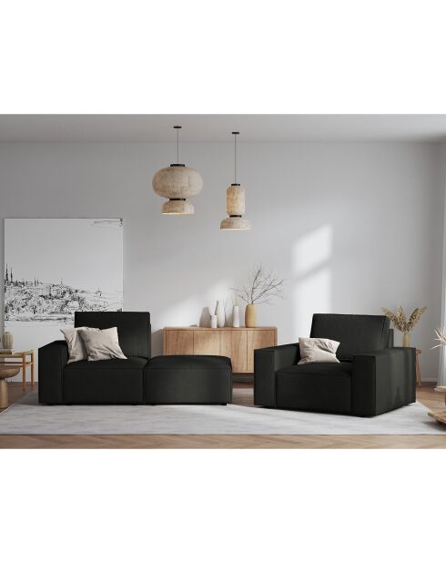 Fauteuil velours côtelé carlo noir - 126x102x90 cm