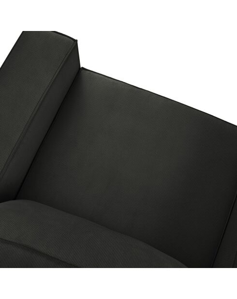 Fauteuil velours côtelé carlo noir - 126x102x90 cm