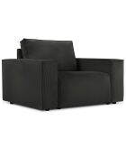 Fauteuil velours côtelé carlo noir - 126x102x90 cm