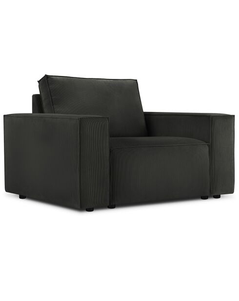 Fauteuil velours côtelé carlo noir - 126x102x90 cm