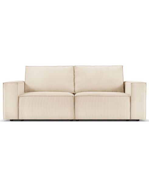 Canapé velours côtelé carlo 3 places beige - 206x102x90 cm