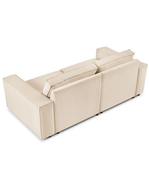 Canapé velours côtelé carlo 3 places beige - 206x102x90 cm