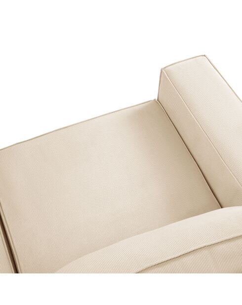 Canapé velours côtelé carlo 3 places beige - 206x102x90 cm