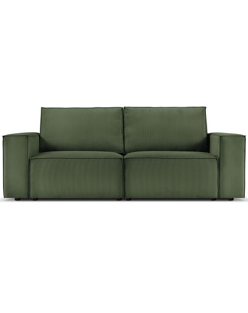 Canapé velours côtelé carlo 3 places vert bouteille - 206x102x90 cm