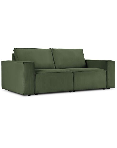 Canapé velours côtelé carlo 3 places vert bouteille - 206x102x90 cm