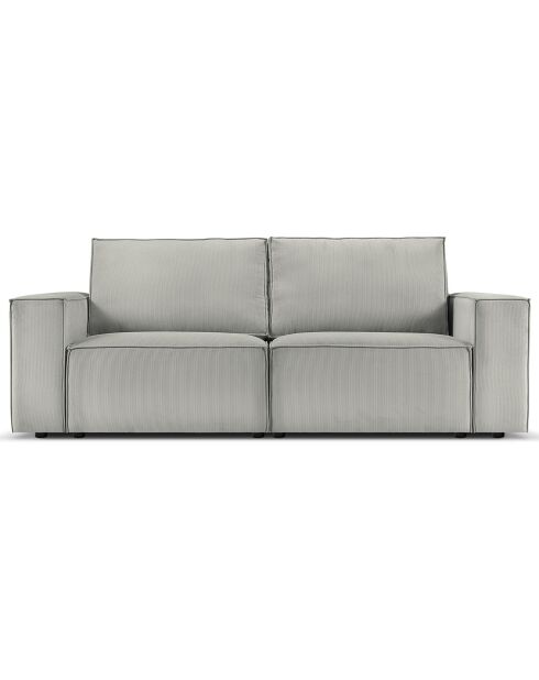 Canapé velours côtelé carlo 3 places gris clair - 206x102x90 cm