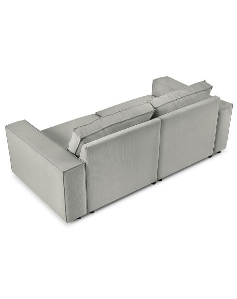 Canapé velours côtelé carlo 3 places gris clair - 206x102x90 cm
