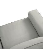 Canapé velours côtelé carlo 3 places gris clair - 206x102x90 cm