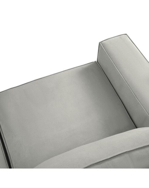 Canapé velours côtelé carlo 3 places gris clair - 206x102x90 cm