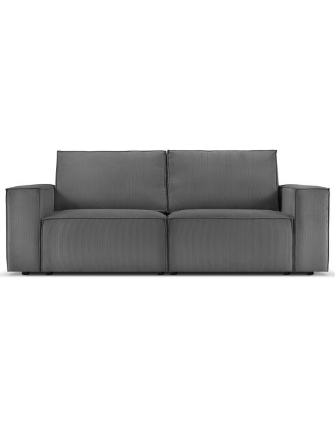 Canapé velours côtelé carlo 3 places gris - 206x102x90 cm