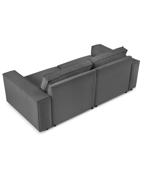 Canapé velours côtelé carlo 3 places gris - 206x102x90 cm